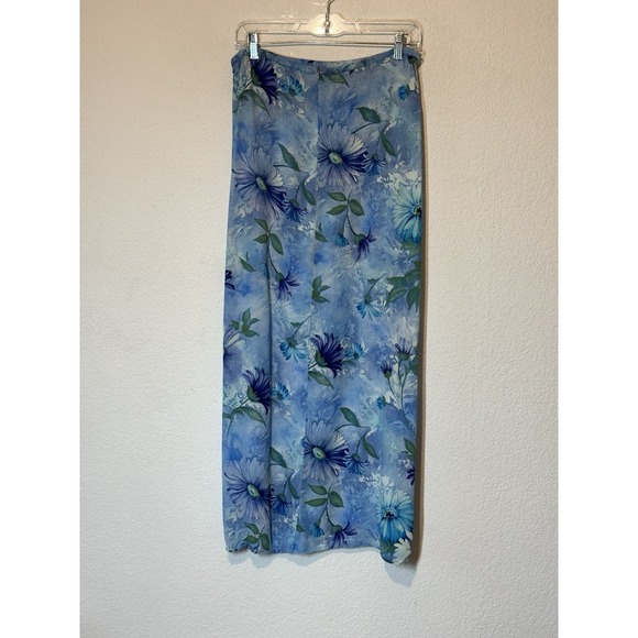 Vintage Express Compagnie Internationale Maxi Skirt Blue Floral Size 7/8 Coquett - Picture 2 of 6